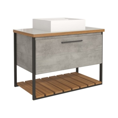 Gabinete Banheiro Vitta C/ Cuba Cimento Montado Mdf 80cm Mgm