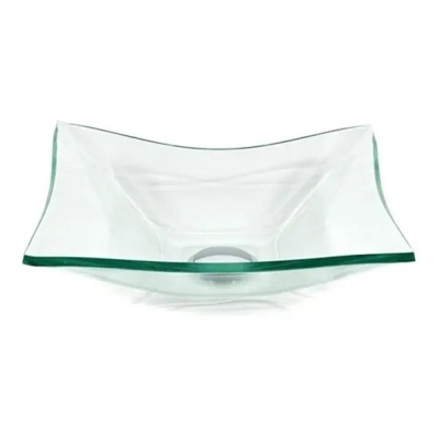 Cuba de Vidro Retangular Banheiro Lavabo 39 cm Incolor Vmex