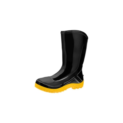Bota de Pvc Marluvas Preta Amarelo Solado Amarelo Cano Médio 39