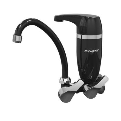 Torneira Parede Filtro Bica Móvel Preta Cromada Acquabios