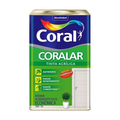 Tinta Acrílica Econômica Coralar Fosco Interno Branco 18L