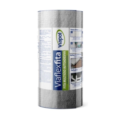 Fita Multiuso Autoadesiva Rolo Alumínio 30 cm x 10 m Viaflex Viapol