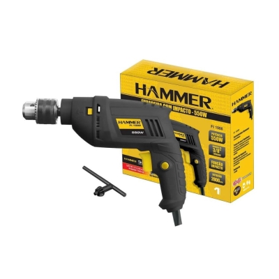 Furadeira Impacto Hammer 10Mm 3/8 550W 110v Concreto Madeira