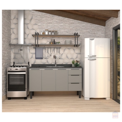 Gabinete em Aço Júpiter 1446mm Cinza Cozimax Pia 150
