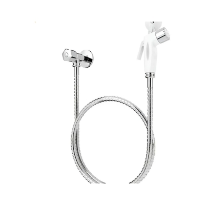 Ducha Higiênica Chuveirinho Abs Branco E Cromado Registro Em Metal