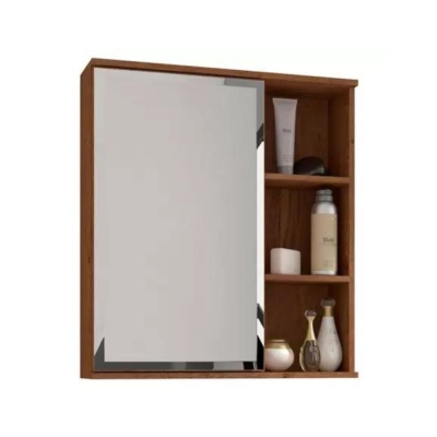 Espelheira Banheiro Porta/Prateleiras Treviso MGM Amendoa