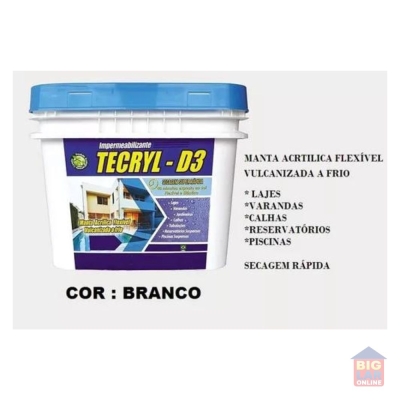 Manta Acrílica Impermeabilizante D3 Branco 15kg Tecryl