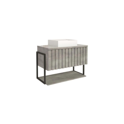 Gabinete Suspenso para Banheiro em Mdf Frise 60cm Cimento MGM