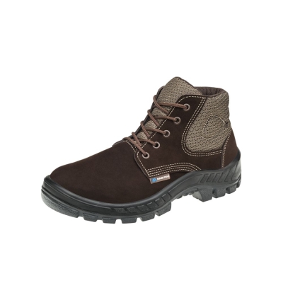 Bota Couro Nubuck Marron Cardaço 42 Bico Plástico