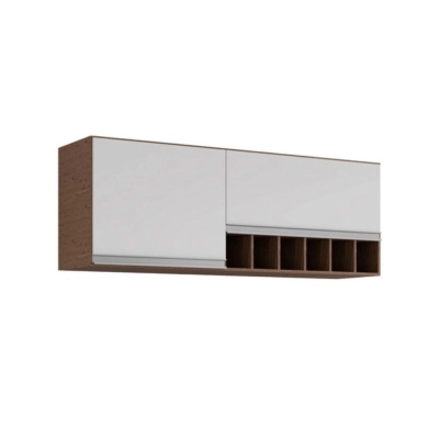 Armário Aéreo para Cozinha Prisma 50x144cm Amêndoa/Off White