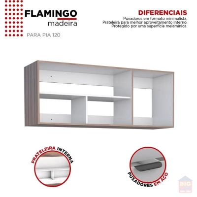 Armário Aereo MDF Flamingo 1114mm Preto Cozimax 120