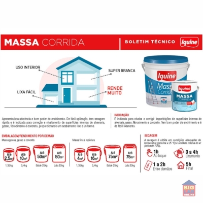 Massa Corrida PVA 25KG Balde Branco IQUINE