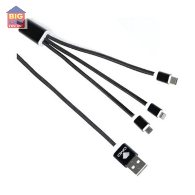 Cabo USB DMD 3 em 1 micro / tipo C / iphone - 1,2M Preto