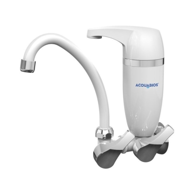 Torneira Parede Filtro Bica Móvel Branca Cromada Acquabios