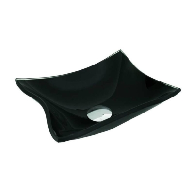 Cuba de Vidro 34x34 Preto Banheiro Lavabo Vmex