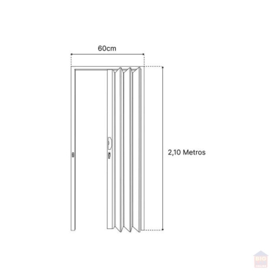 Porta Sanfonada PVC 210x60cm Cinza FORTLEV