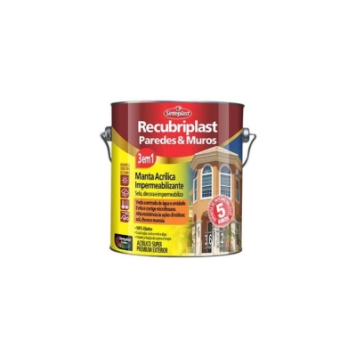 Tinta Impermeabilizante Para Paredes e Muros Recubriplast 3,6lt Branco
