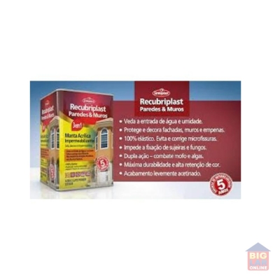 Tinta Impermeabilizante Para Paredes e Muros Recubriplast 3,6lt Branco
