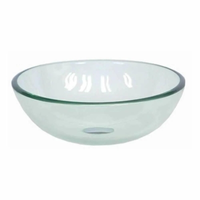 Cuba de Vidro Redonda Banheiro Lavabo 35 cm Incolor Vmex