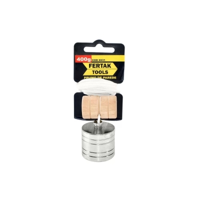 Prumo de Metal de Parede com Apoio de Madeira 400g Fertak