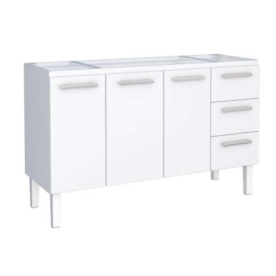 Gabinete Cozinha Aço 150 Cozimax Vênus Flat Branco 3 Gavetas