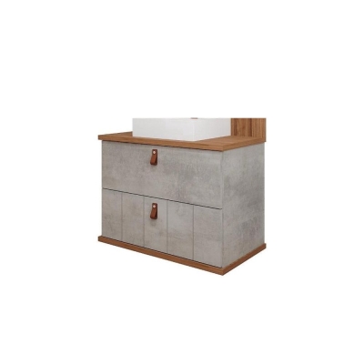 Gabinete Banheiro Milano Cuba Cimento/Freijo Mdf 80cm MGM