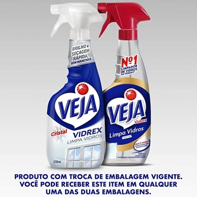 Limpa Vidros Spray Veja Vidrex Cristal 500ml 
