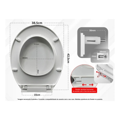 Assento Sanitário Oval Vaso Universal Soft Close Cor Branco