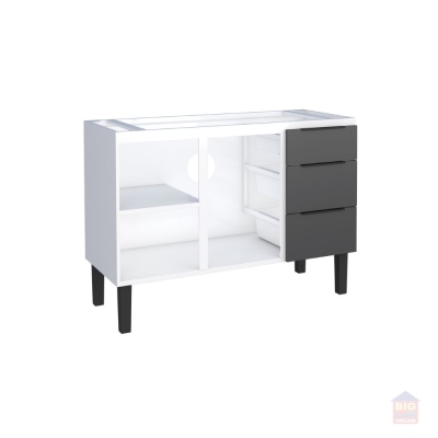 Gabinete Pia Cozinha em Aço Júpiter 117cm Cozimax Preto