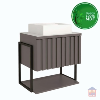 Gabinete Suspenso para Banheiro em Mdf Frise 60cm Cimento MGM